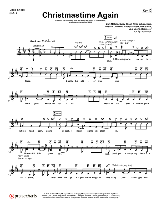 Christmastime Again Lead Sheet (SAT) (MercyMe)