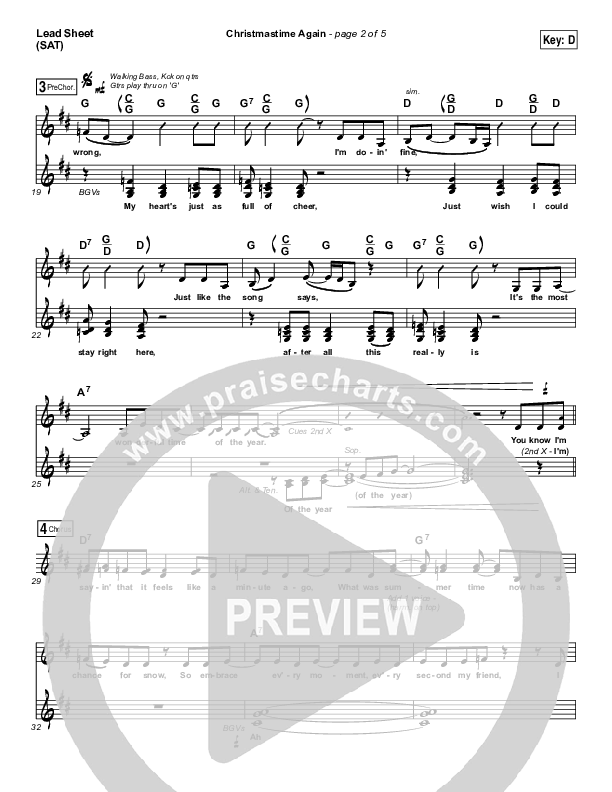 Christmastime Again Lead Sheet (SAT) (MercyMe)
