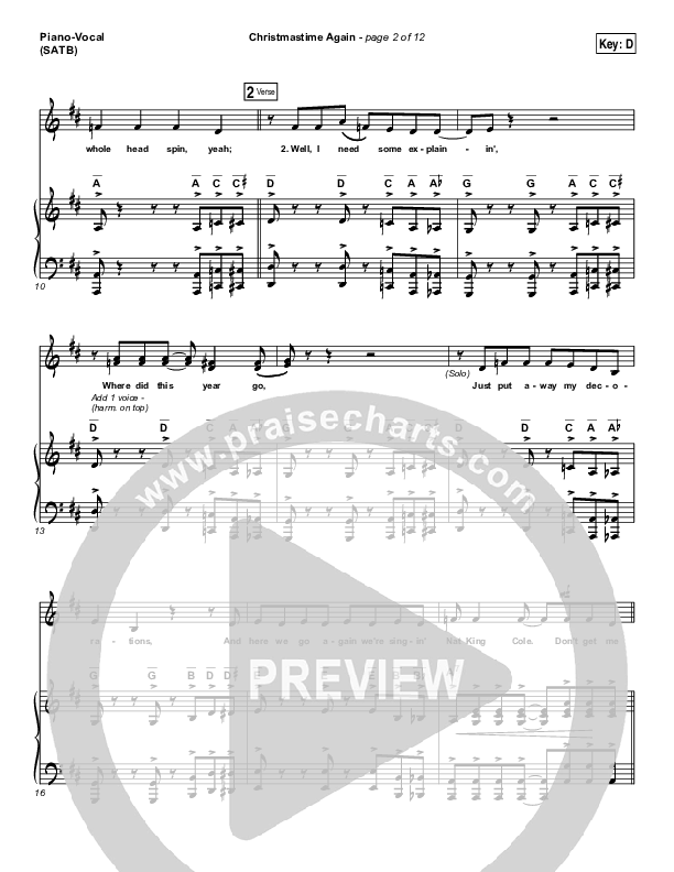 Christmastime Again Piano/Vocal & Lead (MercyMe)