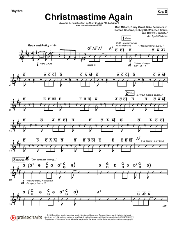 Christmastime Again Rhythm Chart (MercyMe)