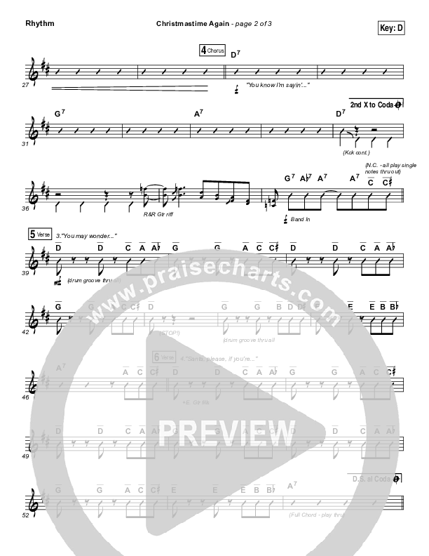 Christmastime Again Rhythm Chart (MercyMe)