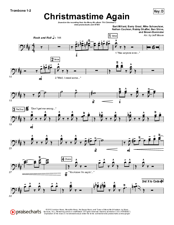 Christmastime Again Trombone 1/2 (MercyMe)