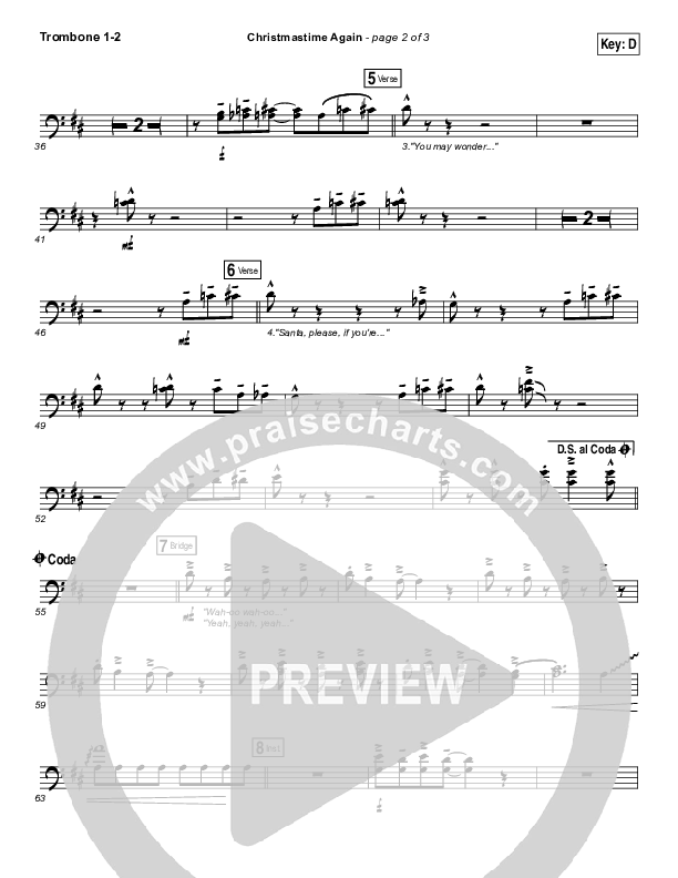 Christmastime Again Trombone 1/2 (MercyMe)