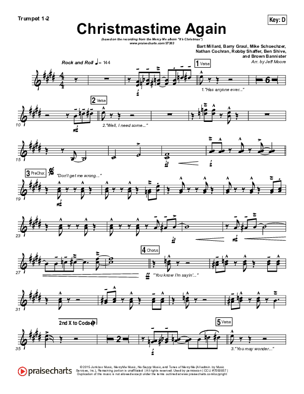 Christmastime Again Trumpet 1,2 (MercyMe)