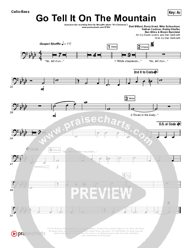 Go Tell It On The Mountain Cello/Bass (MercyMe)