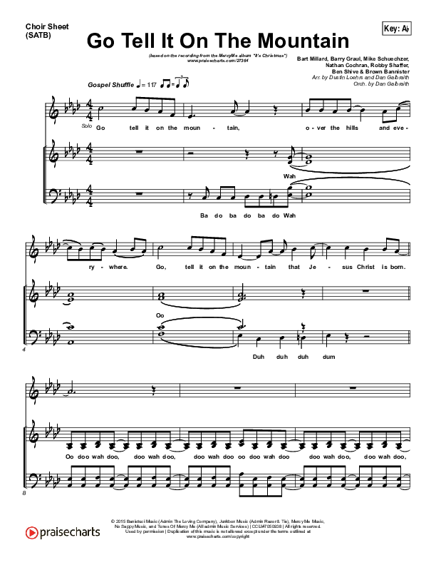 Go Tell It On The Mountain Choir Sheet (SATB) (MercyMe)