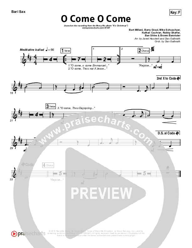 O Come O Come Bari Sax (MercyMe)