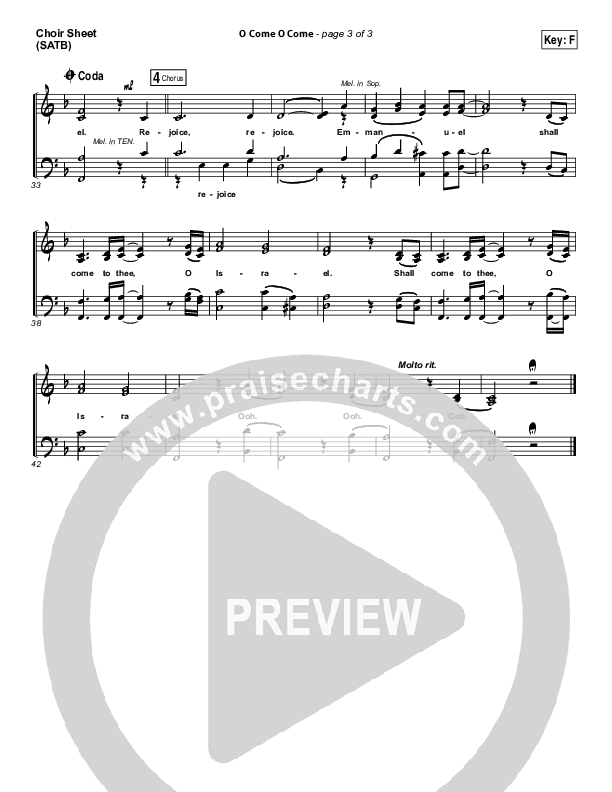 O Come O Come Choir Sheet (SATB) (MercyMe)