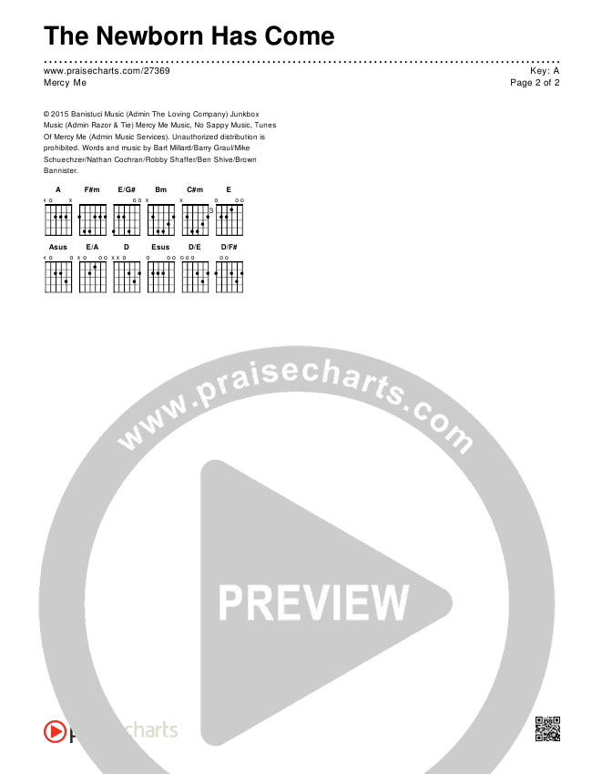 The Newborn Has Come Chords & Lyrics (MercyMe)