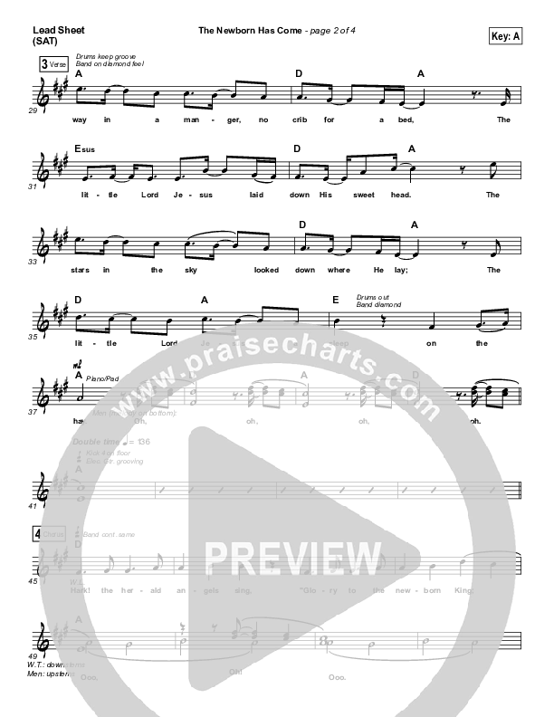 The Newborn Has Come Lead Sheet (SAT) (MercyMe)