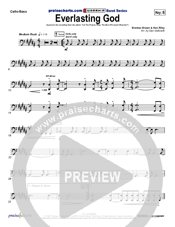 Everlasting God Cello/Bass (Lincoln Brewster)