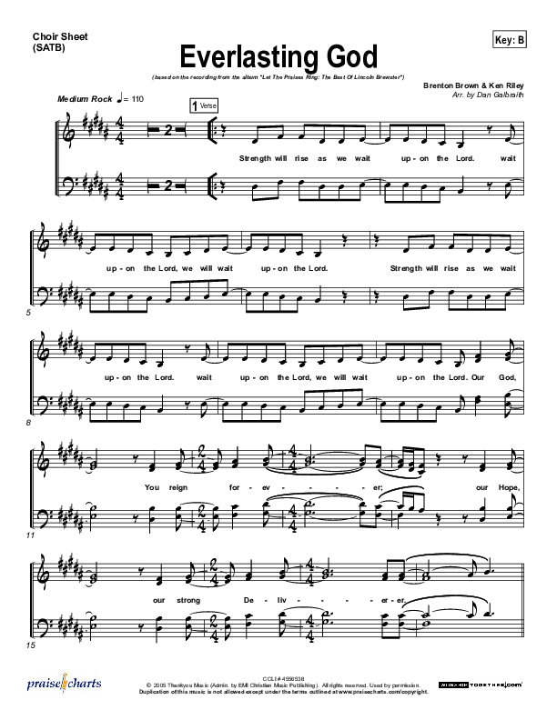 Everlasting God Choir Sheet (SATB) (Lincoln Brewster)