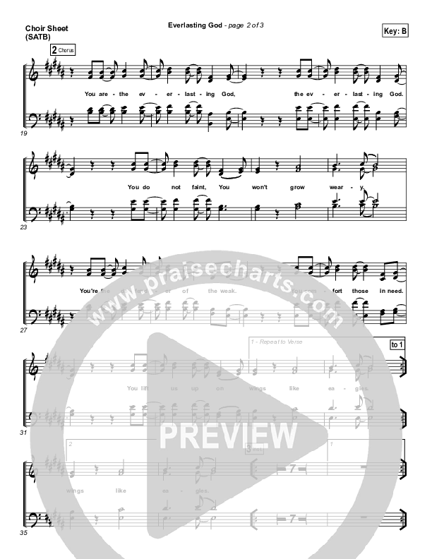 Everlasting God Choir Sheet (SATB) (Lincoln Brewster)