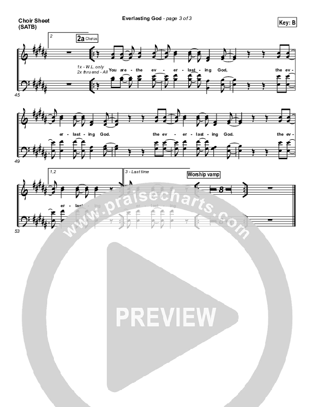 Everlasting God Choir Sheet (SATB) (Lincoln Brewster)