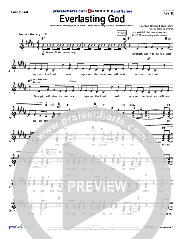 Everlasting God Lead Sheet (Lincoln Brewster)