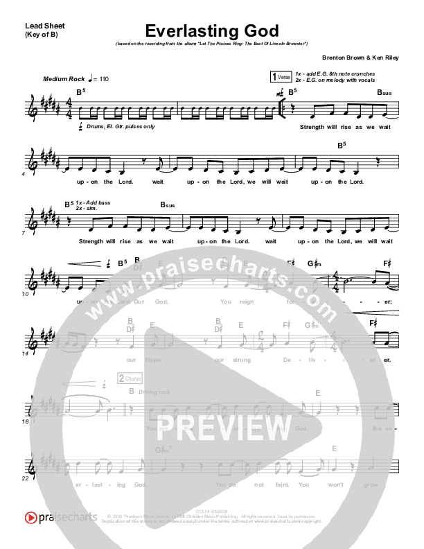 Everlasting God Lead Sheet (Melody) (Lincoln Brewster)
