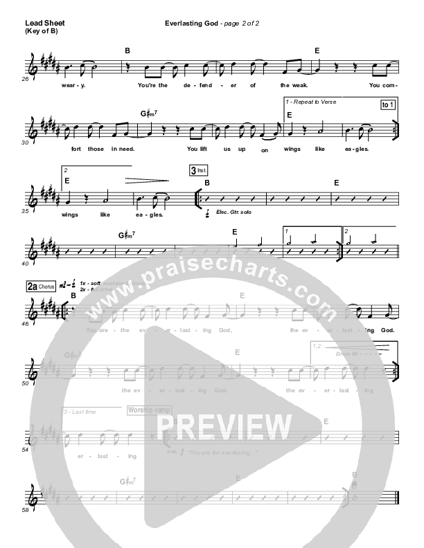 Everlasting God Lead Sheet (Melody) (Lincoln Brewster)