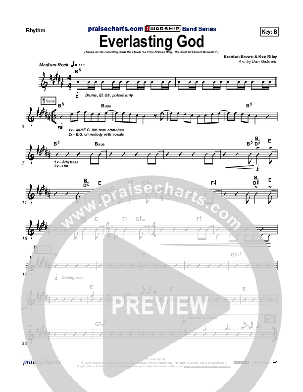 Everlasting God Rhythm Chart (Lincoln Brewster)