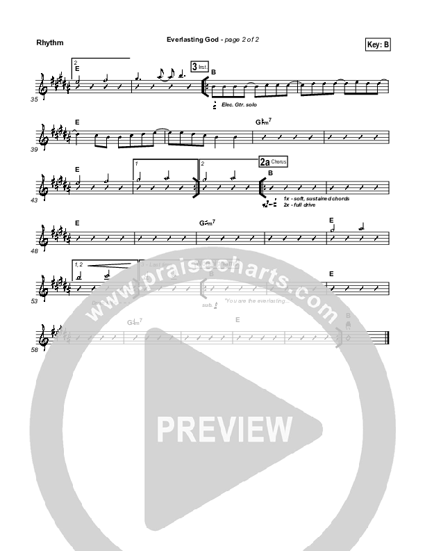 Everlasting God Rhythm Chart (Lincoln Brewster)