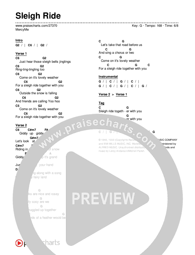 Sleigh Ride Chords & Lyrics (MercyMe)