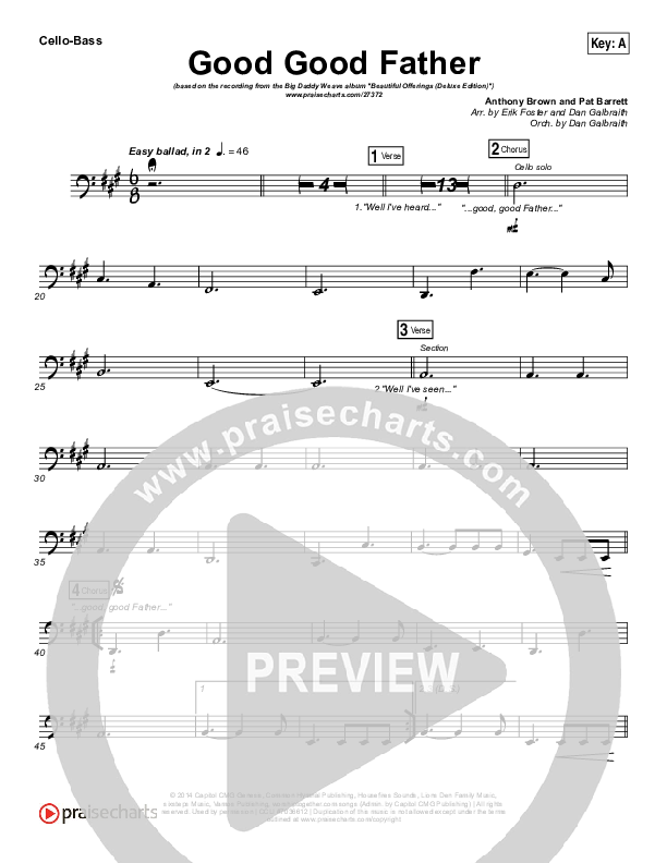 Good Good Father Cello/Bass (Big Daddy Weave)