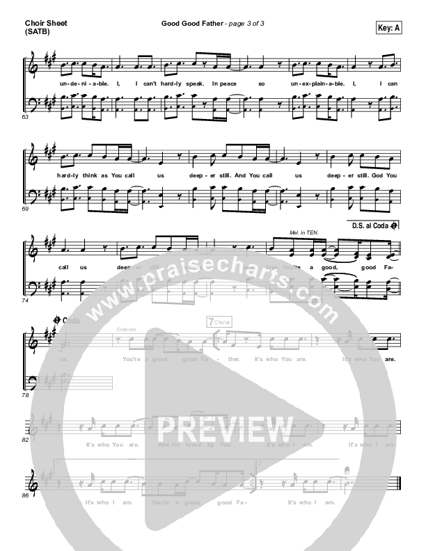 Good Good Father Choir Vocals (SATB) (Big Daddy Weave)