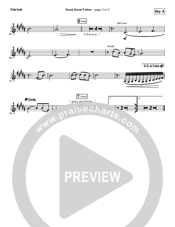 Good Good Father Clarinet (Big Daddy Weave)