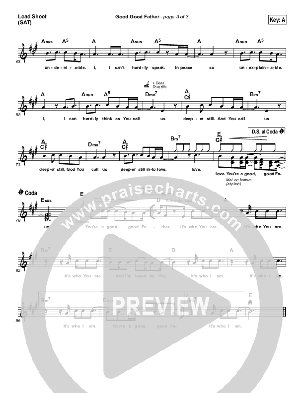 Good Good Father Lead Sheet (SAT) (Big Daddy Weave)