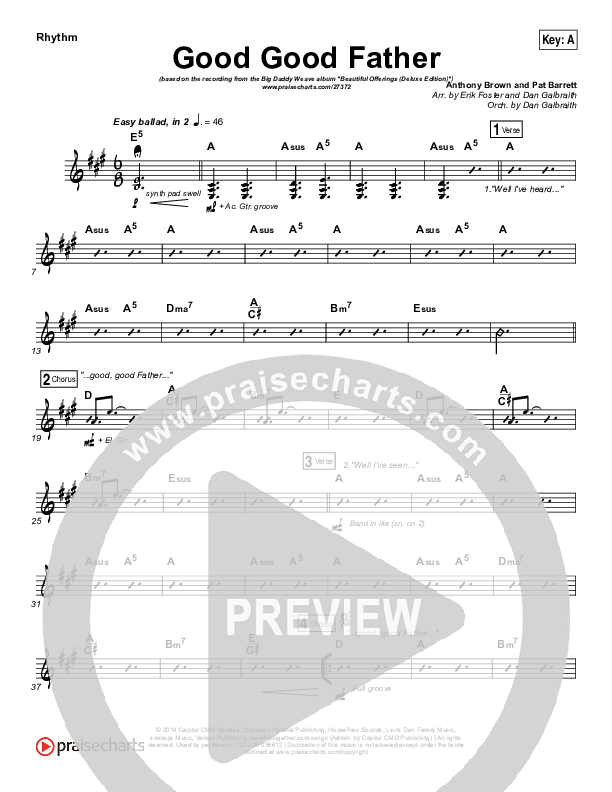 Good Good Father Rhythm Chart (Big Daddy Weave)