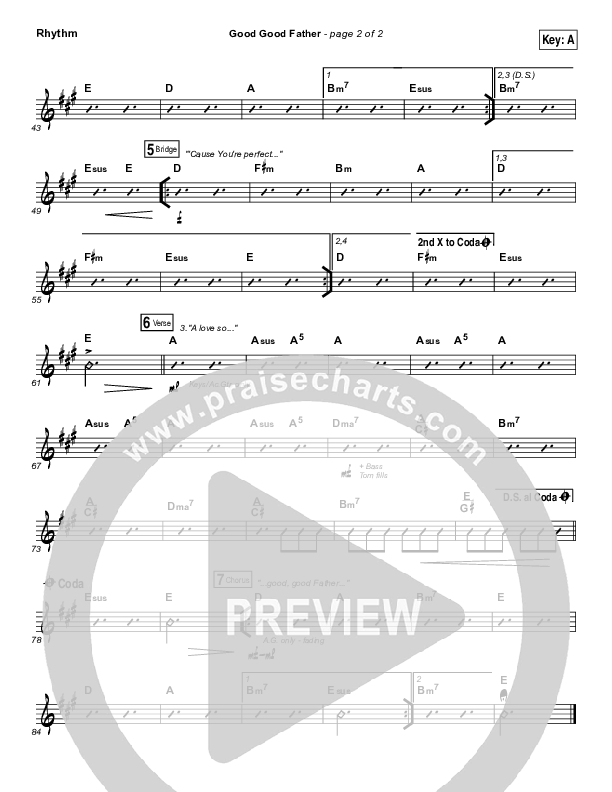 Good Good Father Rhythm Chart (Big Daddy Weave)