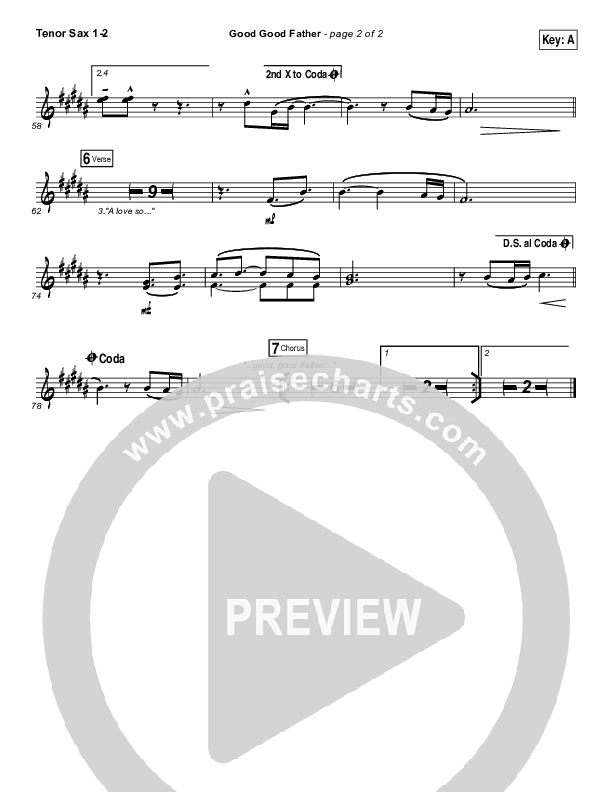 Good Good Father Tenor Sax 1/2 (Big Daddy Weave)