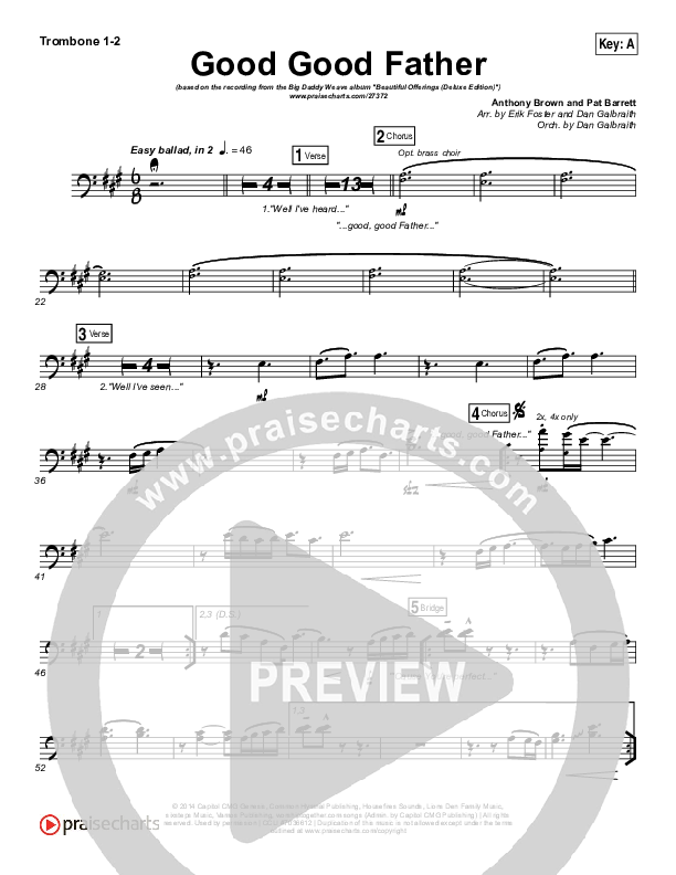 Good Good Father Trombone 1/2 (Big Daddy Weave)