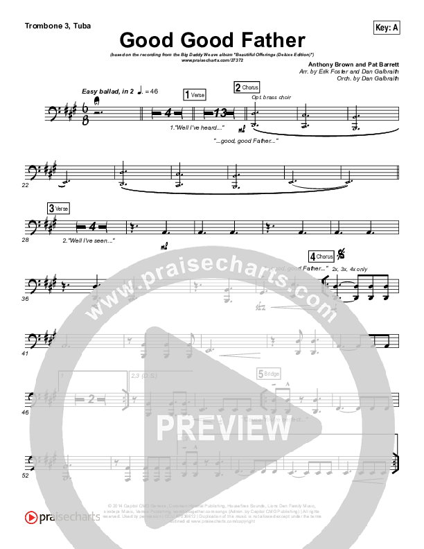 Good Good Father Trombone 3/Tuba (Big Daddy Weave)