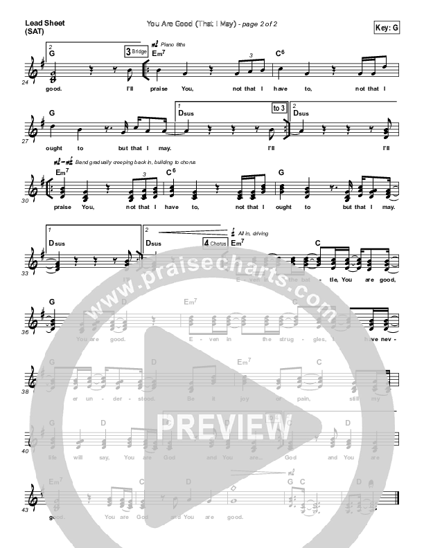 You Are Good (That I May) Lead Sheet (SAT) (Tim Timmons)