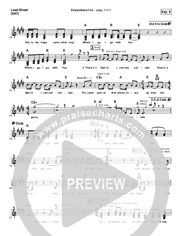Everywhere I Go Lead Sheet (SAT) (Tim Timmons)