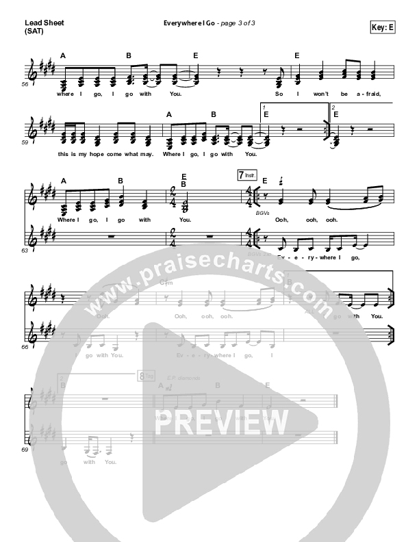 Everywhere I Go Lead Sheet (SAT) (Tim Timmons)