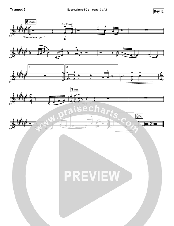 Everywhere I Go Trumpet 3 (Tim Timmons)