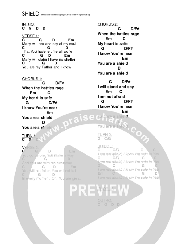 Shield Chords & Lyrics (Todd Wright)
