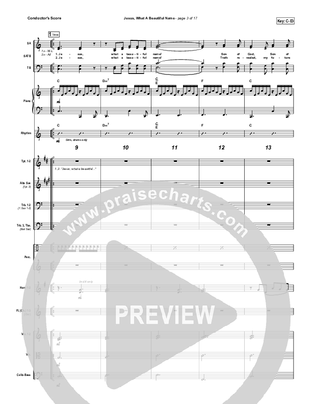 Jesus What A Beautiful Name Conductor's Score (Hillsong Worship)