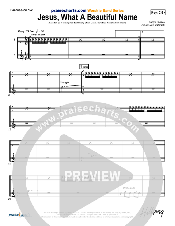 Jesus What A Beautiful Name Percussion 1/2 (Hillsong Worship)