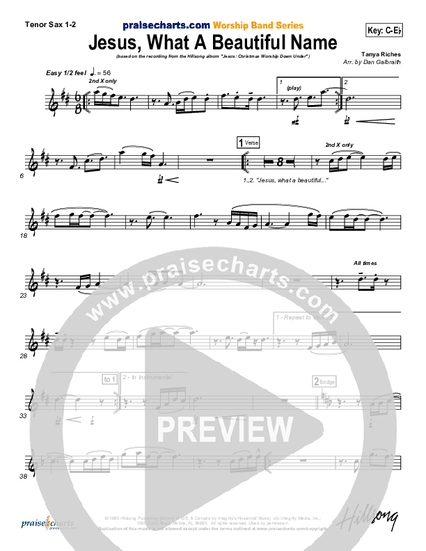 Jesus What A Beautiful Name Tenor Sax 1/2 (Hillsong Worship)