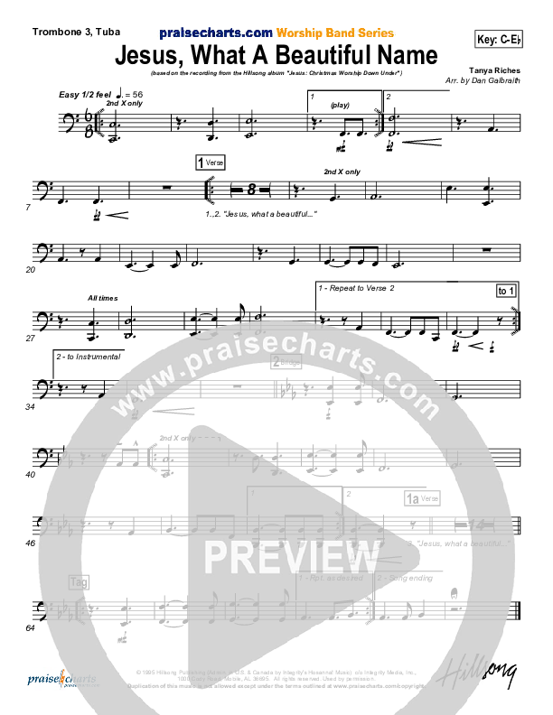 Jesus What A Beautiful Name Trombone 3/Tuba (Hillsong Worship)