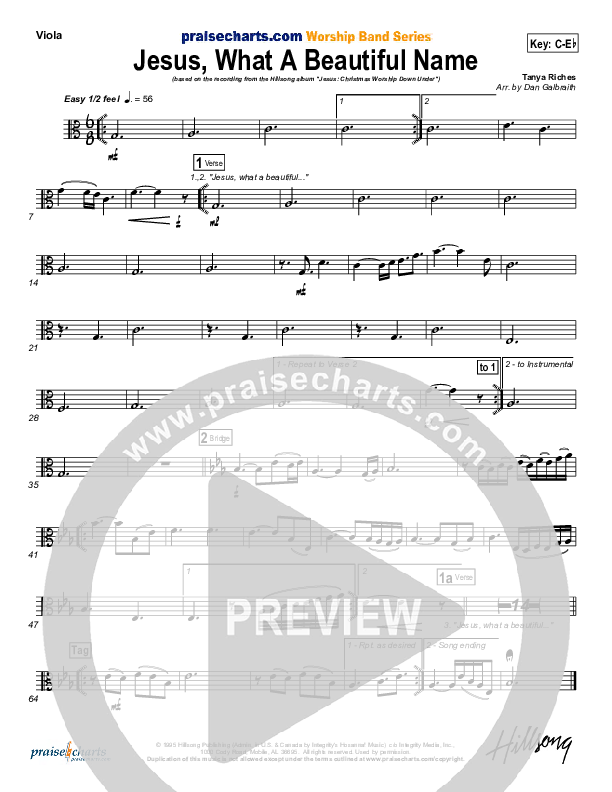 Jesus What A Beautiful Name Viola (Hillsong Worship)