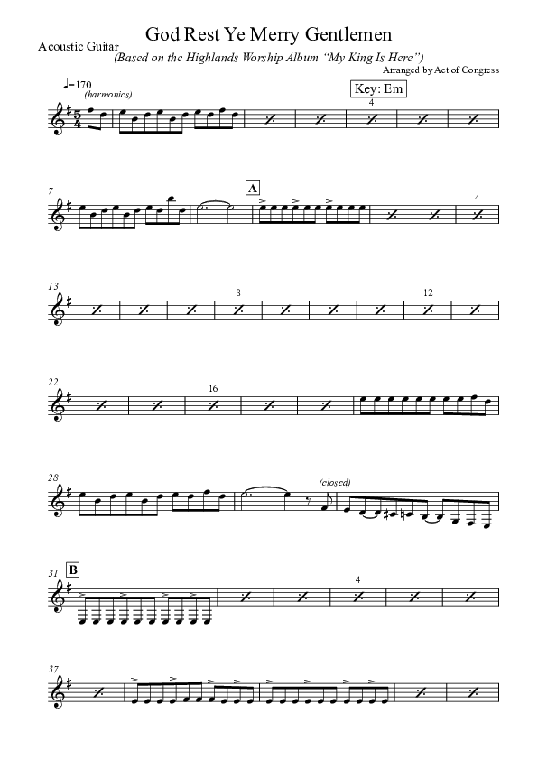 God Rest Ye Merry Gentlemen Acoustic Guitar (Highlands Worship)