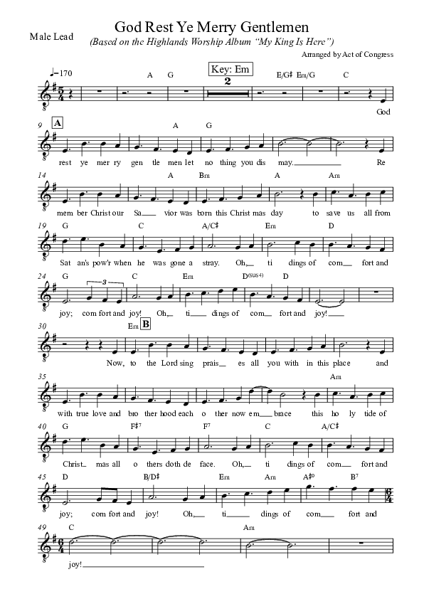 God Rest Ye Merry Gentlemen Male Lead (Highlands Worship)