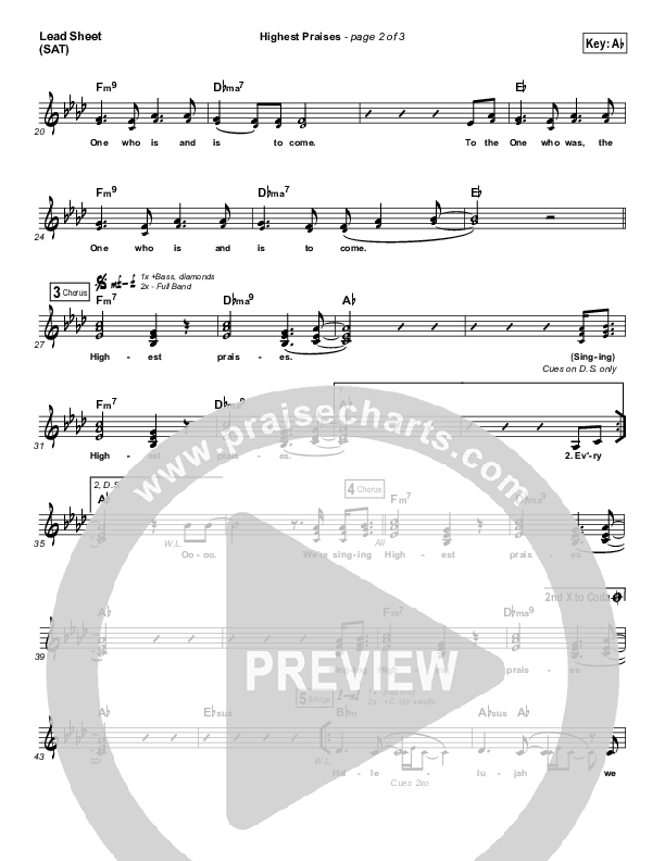 Highest Praise Lead Sheet (Amanda Lindsey Cook)