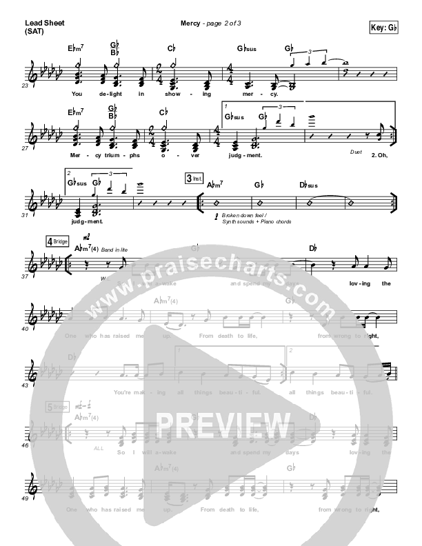 Mercy Lead Sheet (SAT) (Amanda Lindsey Cook)