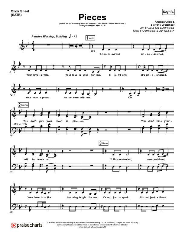 Pieces Choir Sheet (SATB) (Amanda Lindsey Cook)