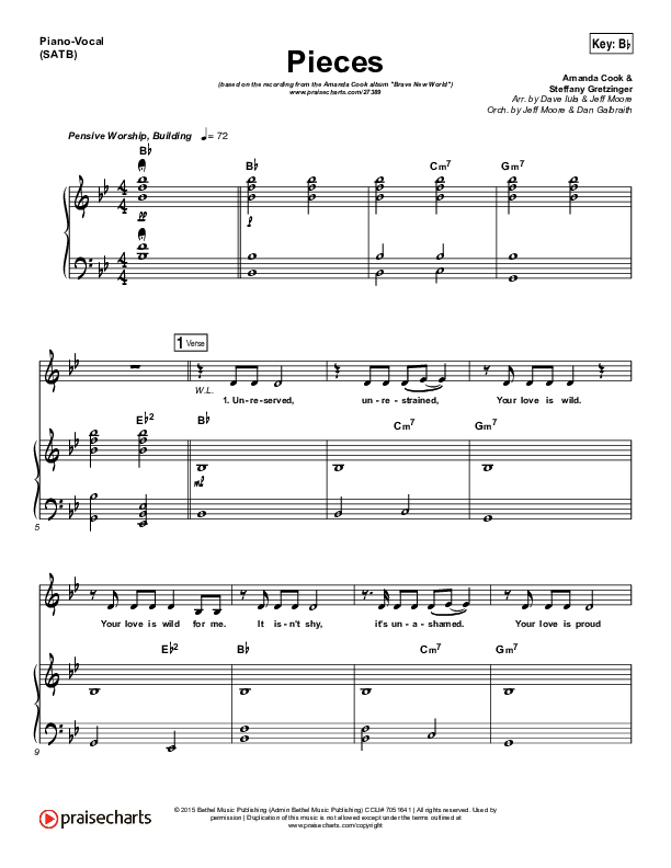 Pieces Piano/Vocal (SATB) (Amanda Lindsey Cook)