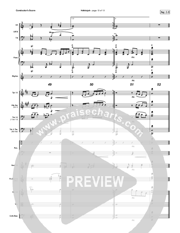 Hallelujah Conductor's Score (Hillsong Worship)